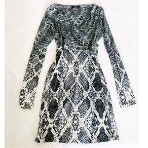 Tart | Black and White Snake Print Long Sleeve Dress
